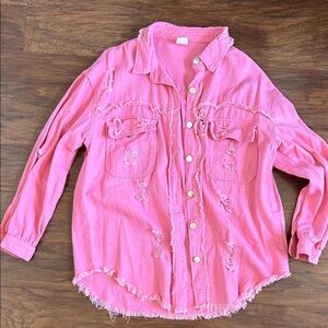 Trendy Pink Cotton Blend Shirt